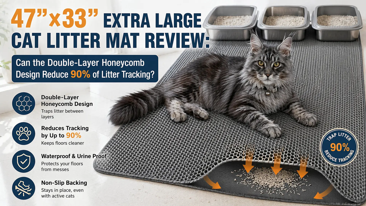 47”×33” Extra Large Cat Litter Mat Review: Can the Double-Layer Honeycomb Design Reduce 90% of Litter Tracking?